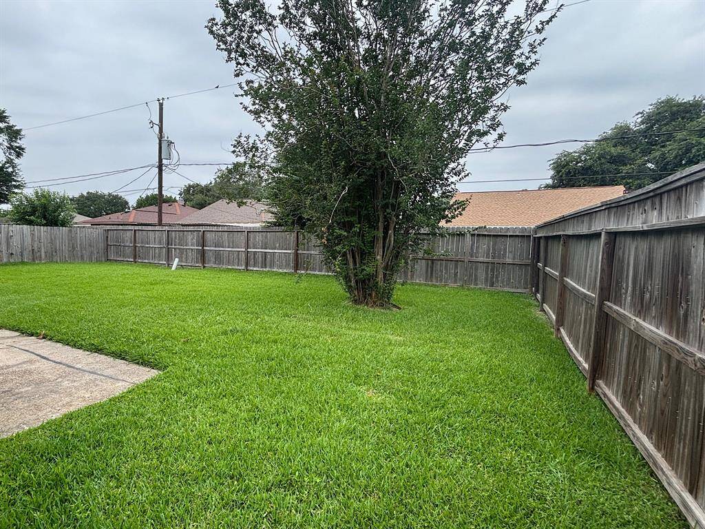 Spacious backyard with lush green lawn, perfect for relaxation and outdoor activities. Surrounded by a sturdy fence for added privacy.