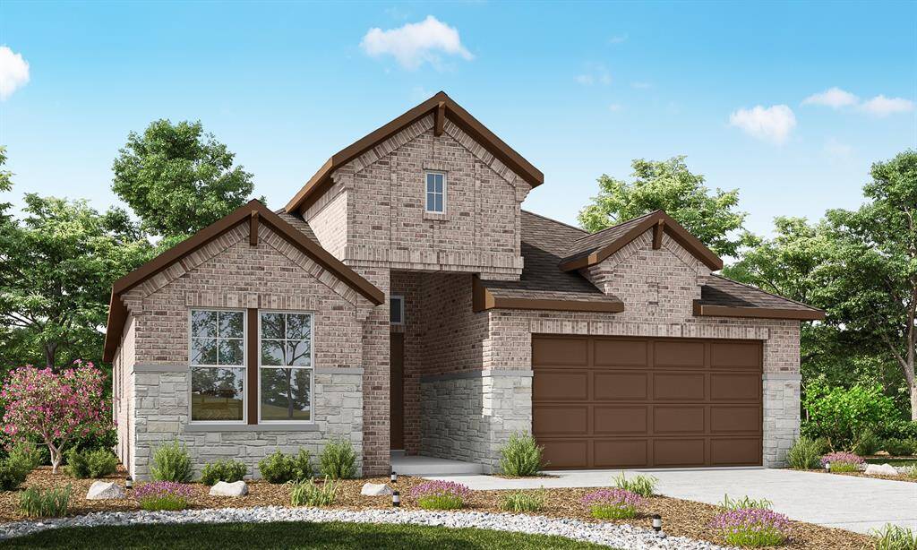 The Yellowstar B elevation features beautiful brick and stone detailing, a welcoming entryway, and a thoughtfully designed layout that exudes warmth and character. Please note: the colors shown in this image do not represent the actual colors of the home under construction.