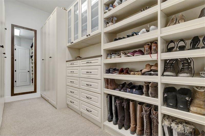 She has her own walk-in closet to showcase your shoes and finest belongings.