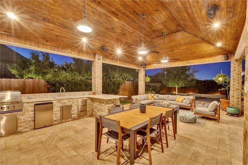 The home features an impressive covered outdoor patio.
