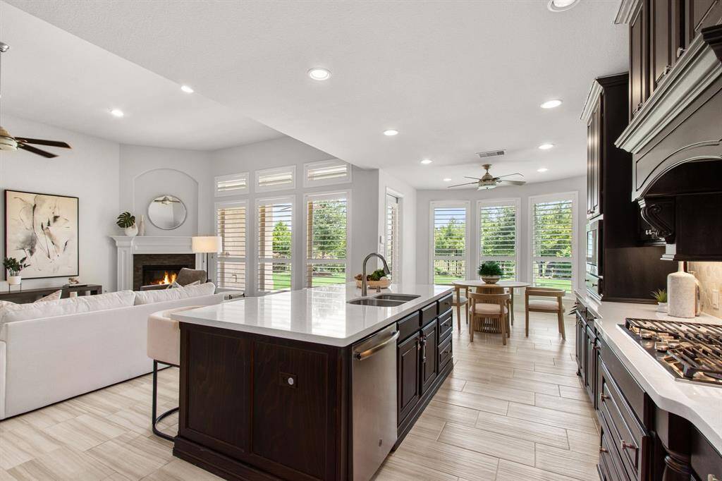 Kitchen and living layout is open and spacious.