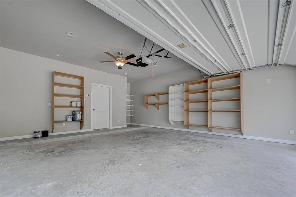 Garage with shelving