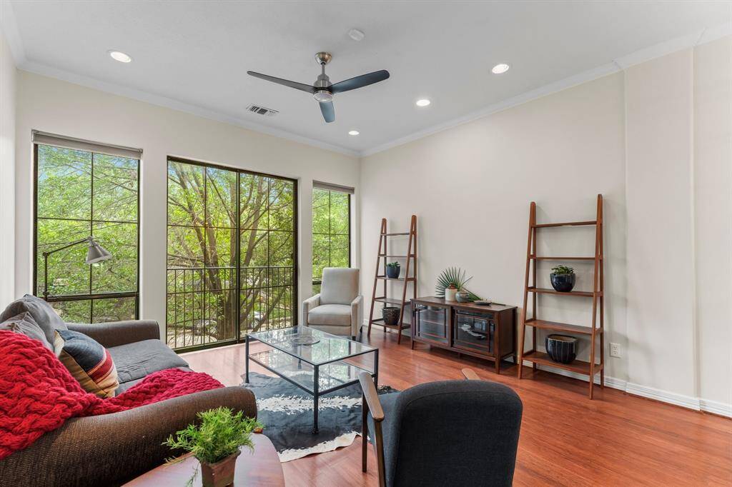 Living area with a view of tree tops!