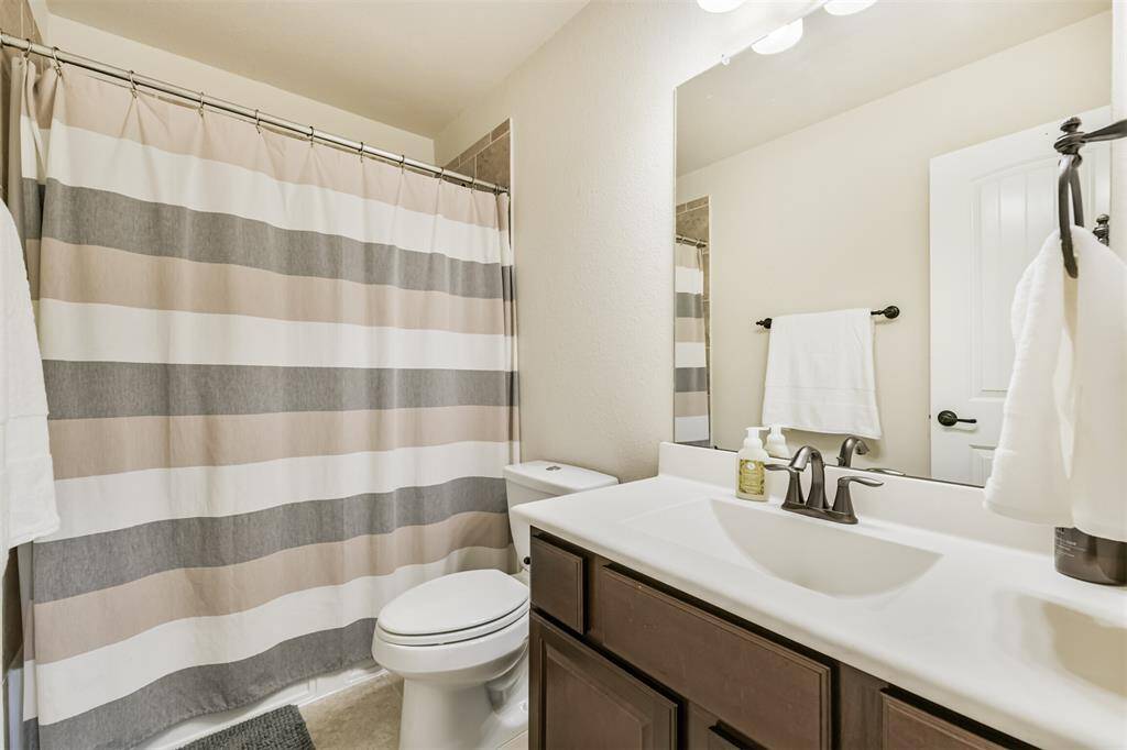 Secondary bath located on second floor.