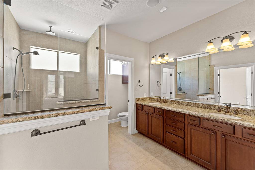 Huge walk-in shower and double sinks