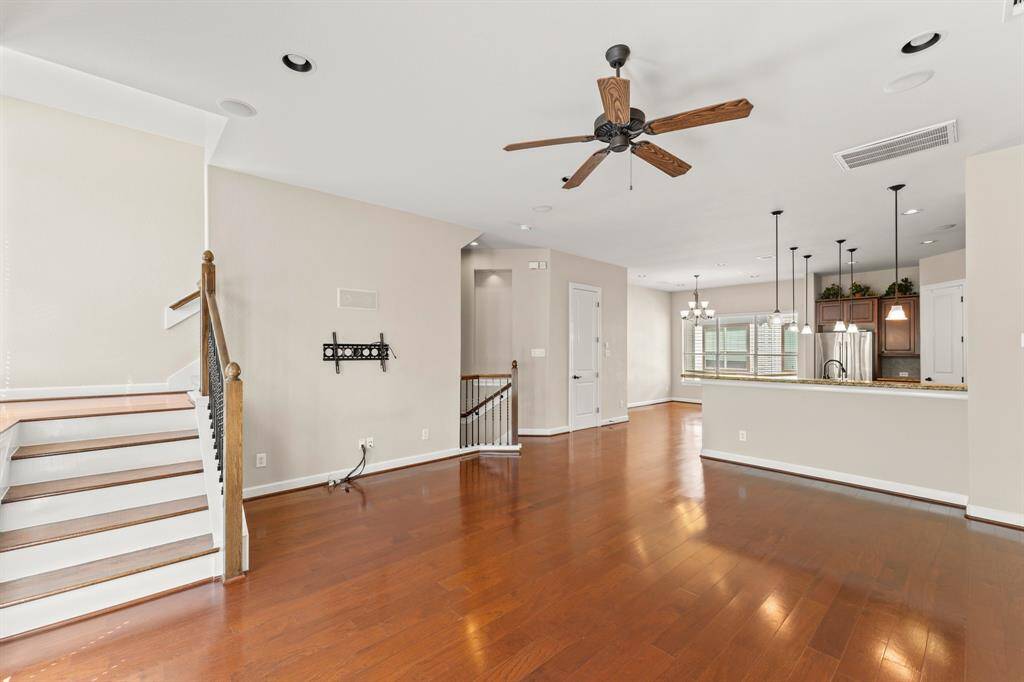 Family room next to kitchen and dining