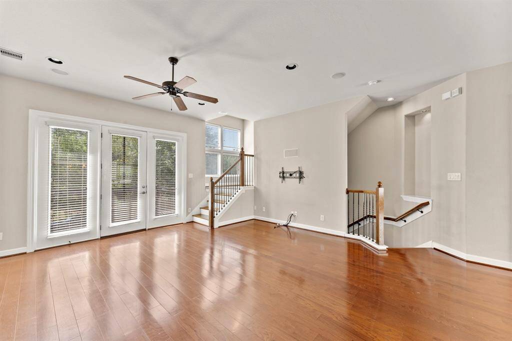 Oversized family room with built in speakers
