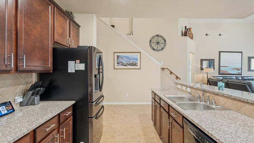 Granite countertops and refrigerator stays