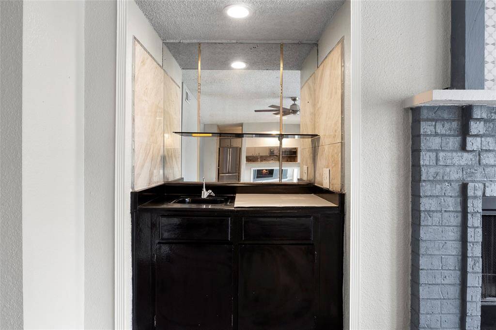 Close up of the wet bar