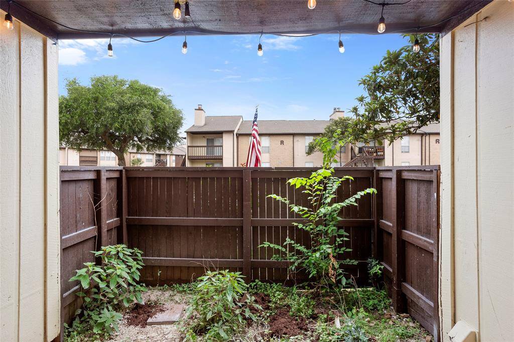 Patio space great for a grill, garden, or furry friend.