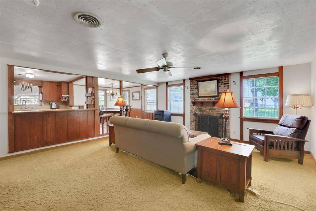 Living room area with fireplace