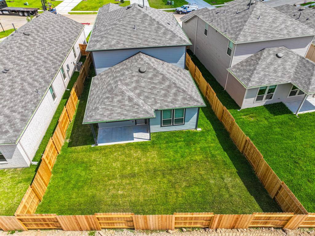 Aerial view highlighting extra deep lot