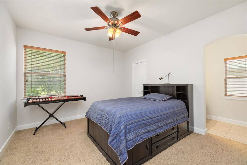 A second bedroom upstairs that shares the Jack-and-Jill bathroom.