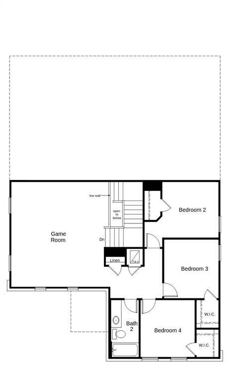 This floor plan features 4 bedrooms, 2 full baths, 1 half bath, and over 2,500 square feet of living space.
