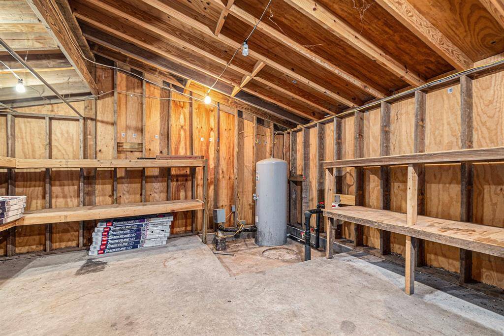 Inside look at the well house with additional storage.