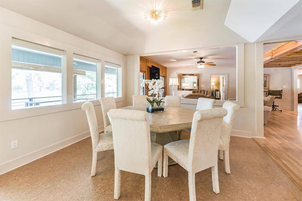One of two dining spaces on the upper level