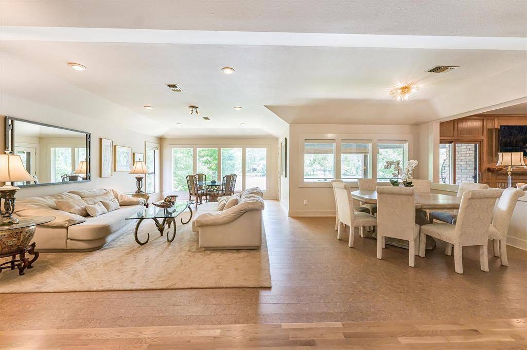 Large living room with panoramic lake views