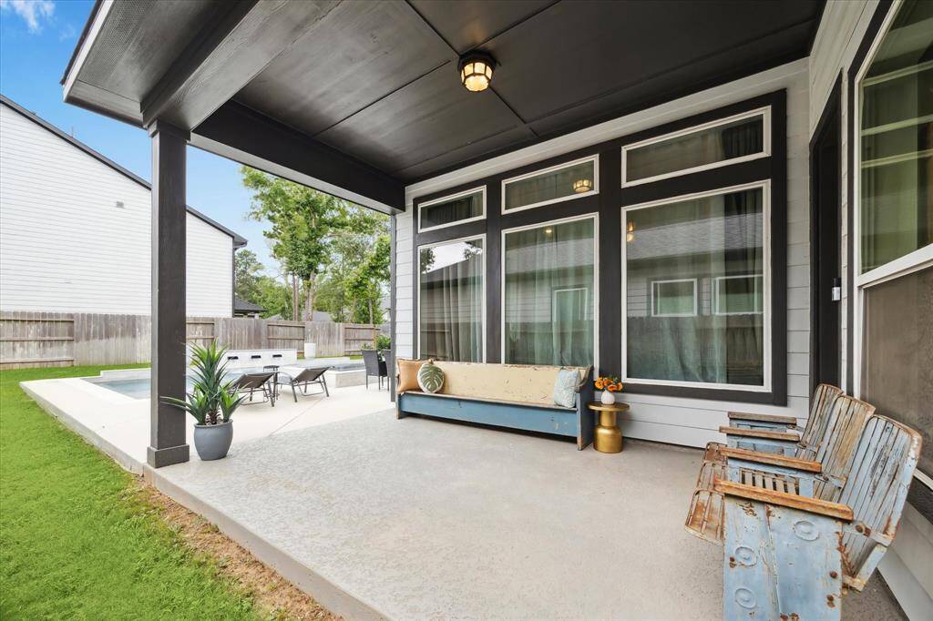 Escape the Texas sun and stay comfortable on the covered patio right next to the pool.