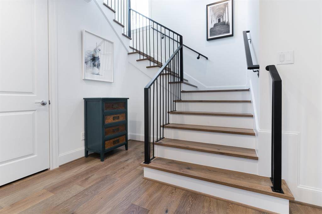 Grand open staircase.
