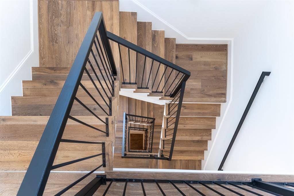 Open staircase with windows all the way up!