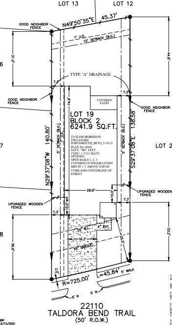 22110 Taldora Bend Trail preliminary plot plan