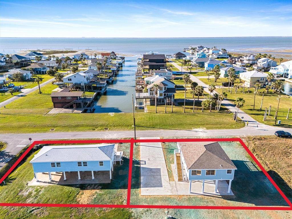 Birds eye view of property featuring a residential view and a water view. *Boundary lines are approximations