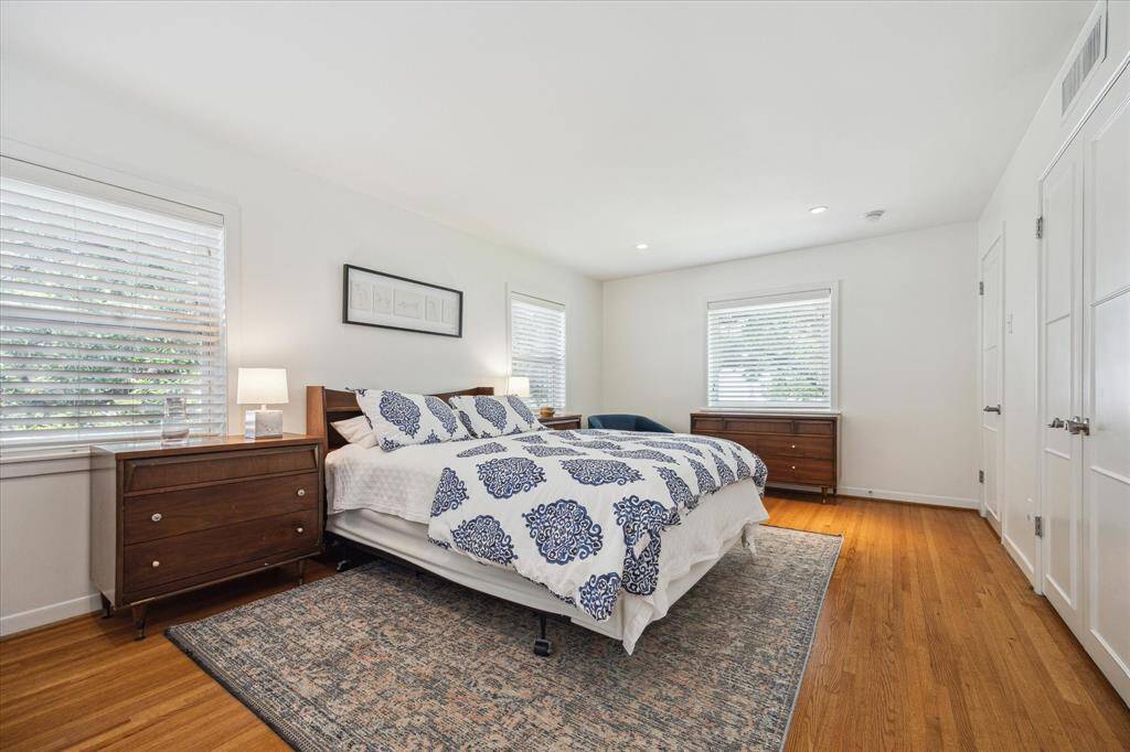 One of two spacious bedrooms on the second floor.