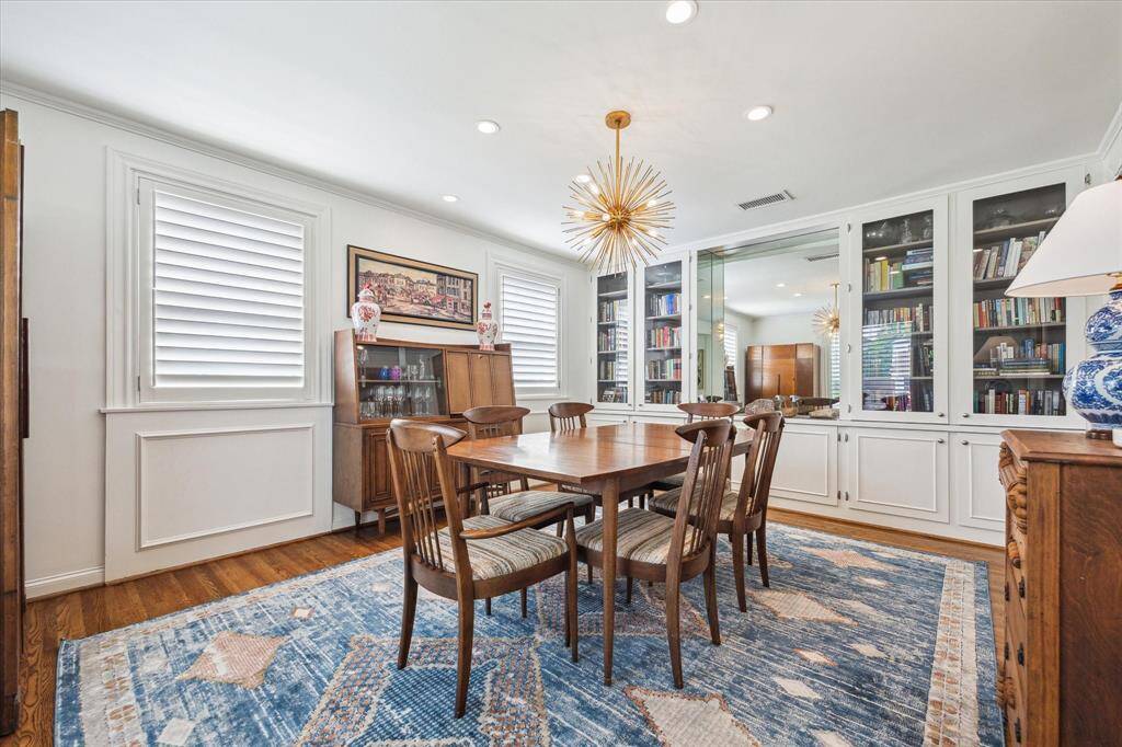 Charming built-ins with glass-front cabinets.