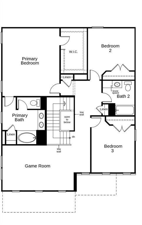 This floor plan features 3 bedrooms, 2 full baths, and over 2,300 square feet of living space.