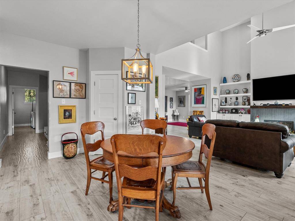 Informal Dining Area with custom lighting