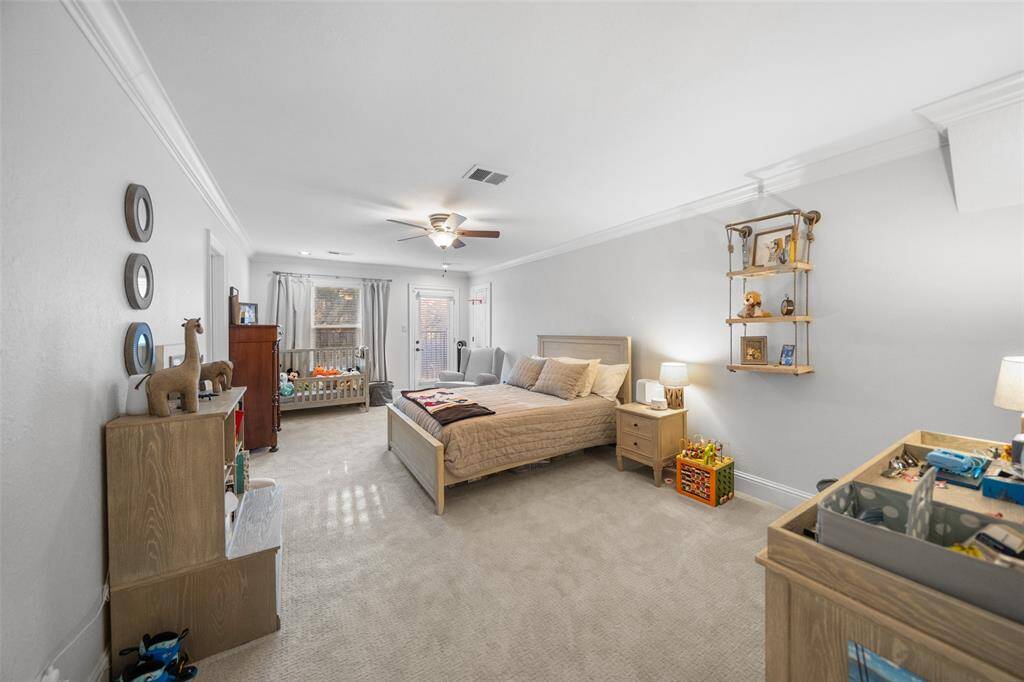 Yes, it's big at 22x12 and has two closets - plus access to walk-out attic decked storage space.