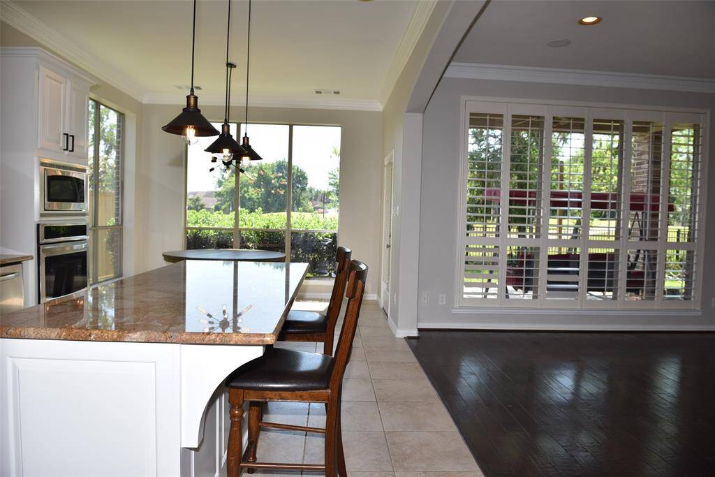 open kitchen with golf court view