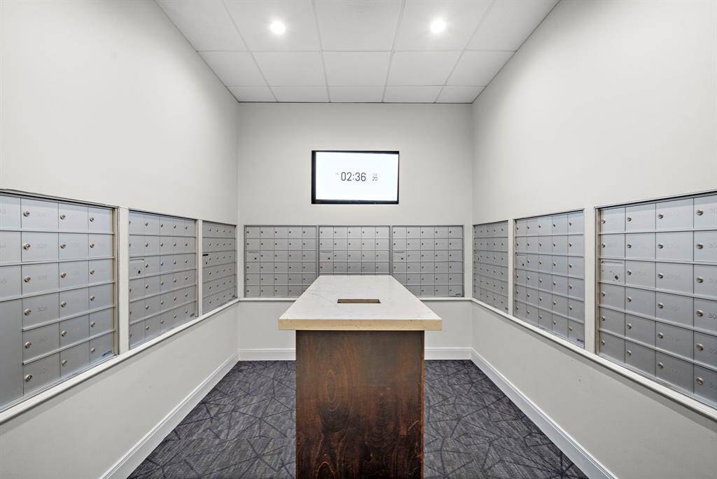 The Royalton’s mail room is cleanly organized with secure boxes and centralized pickup, making daily access simple and efficient.