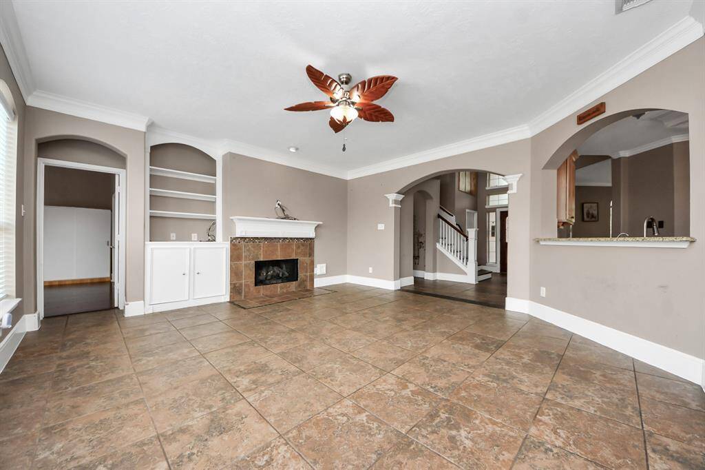 Living room with fireplace