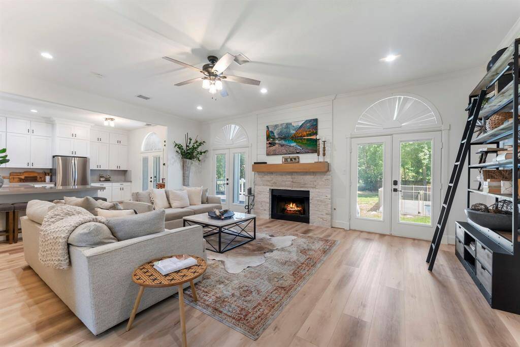 Lots of natural light flows into the living room.