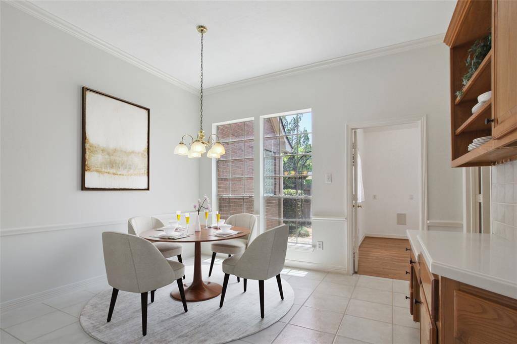 Breakfast Room overlooks a patio area.