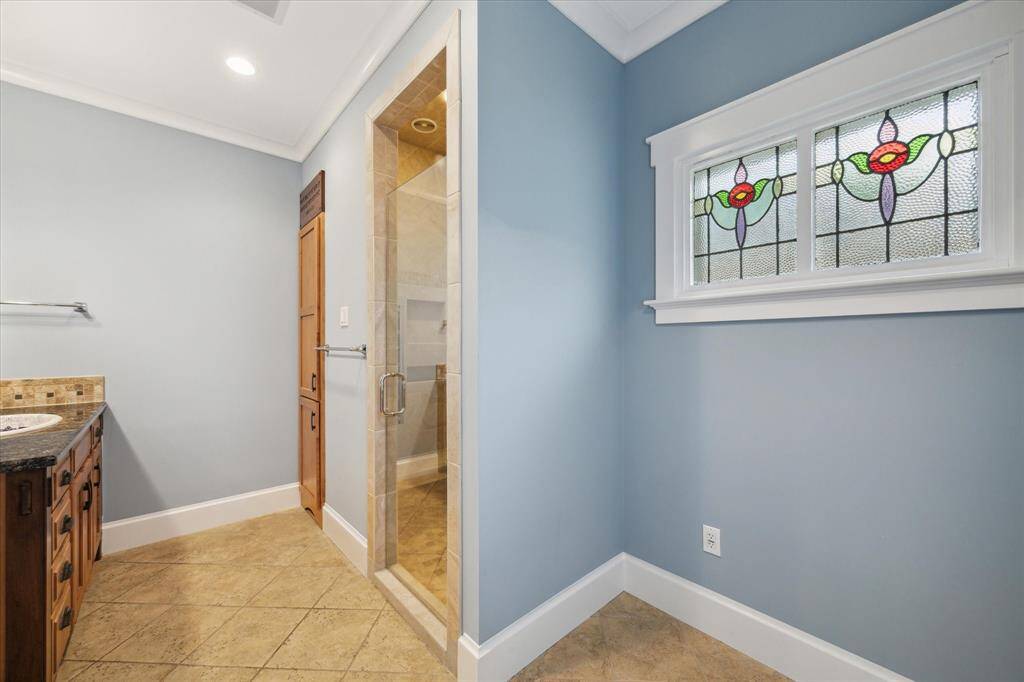 STAINED GLASS WINDOWS ARE JUST STUNNING AND PROVIDE PRIVACY WHILE ALLOWING LIGHT IN