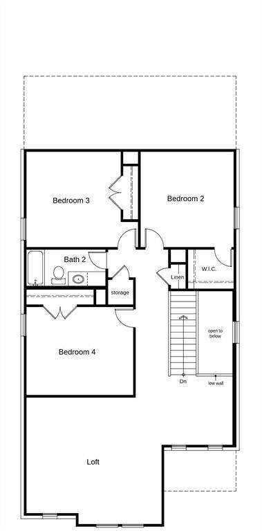 This floor plan features 4 bedrooms, 2 full baths, 1 half bath, and over 2,500 square feet of living space.