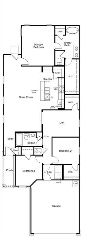 This floor plan features 3 bedrooms, 2 full baths and over 1,600 square feet of living space.