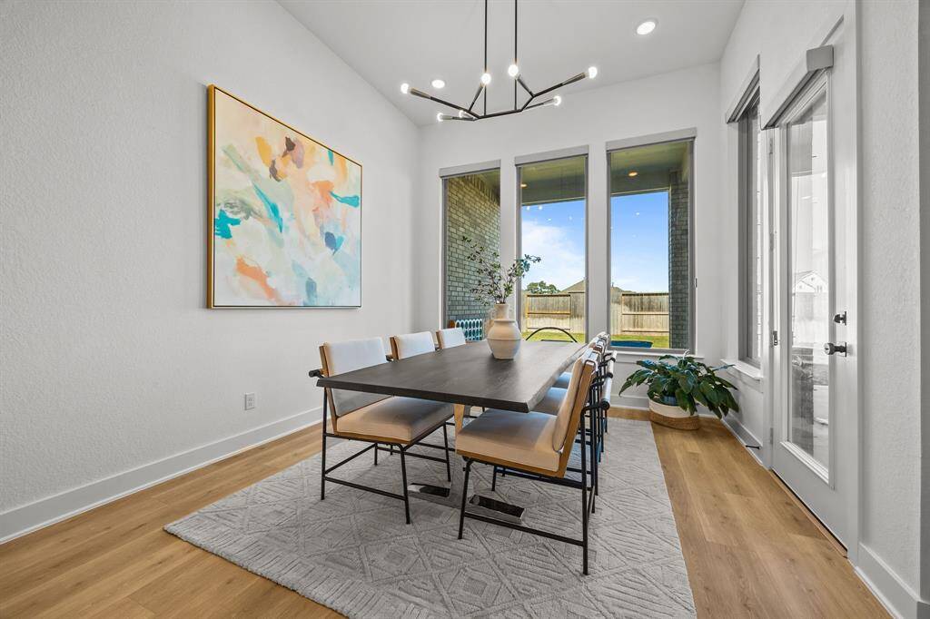 You will find plenty of room for large dinning furniture that could fit up to 12.