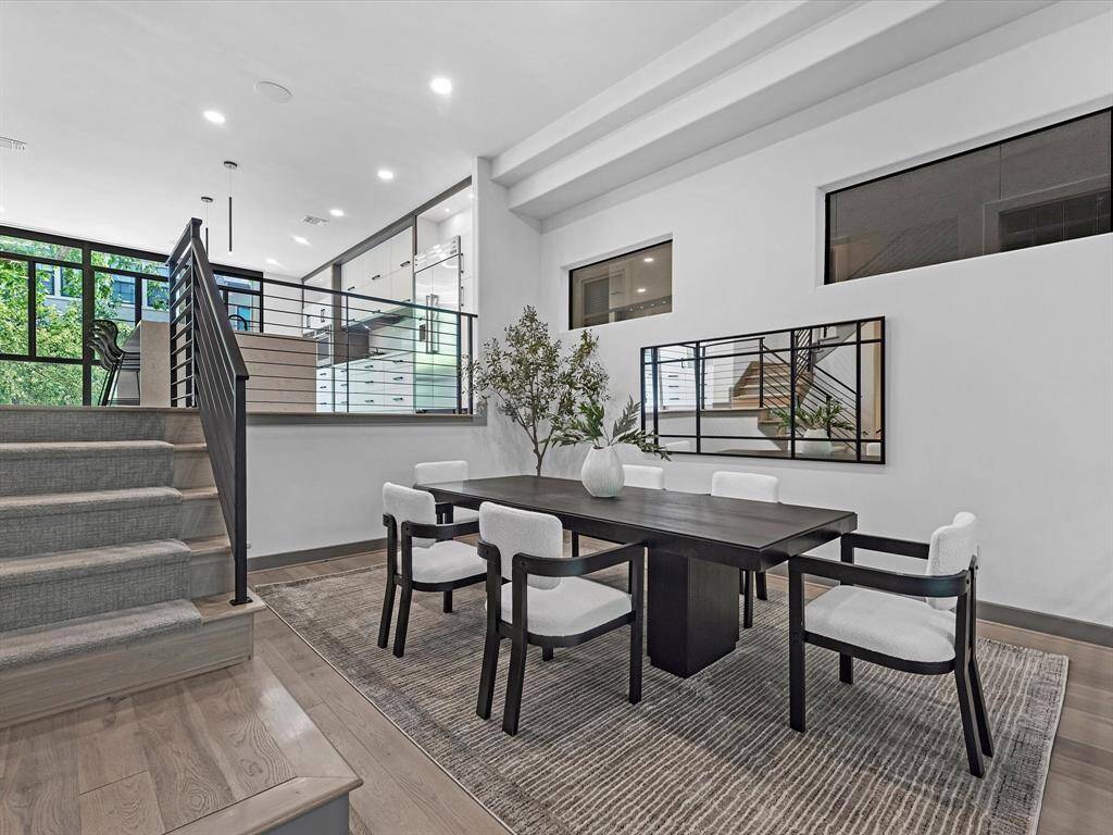 This modern dining area can easily seat 10 and is an ideal place for entertaining.
