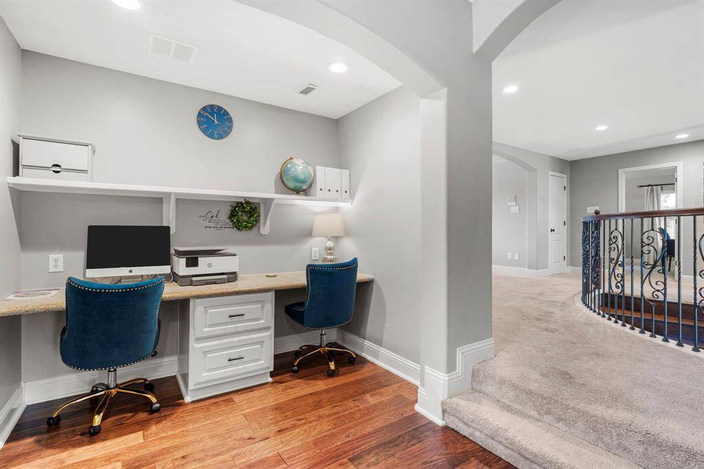 Right upstairs is a built-in desk area perfect for working from home.