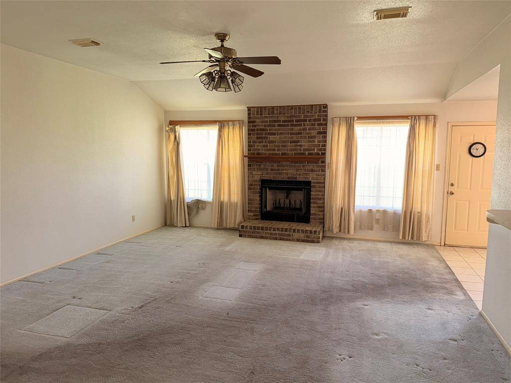 Spacious family room with fireplace