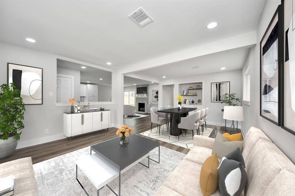Another view of your open floor plan. This space has been virtually staged.
