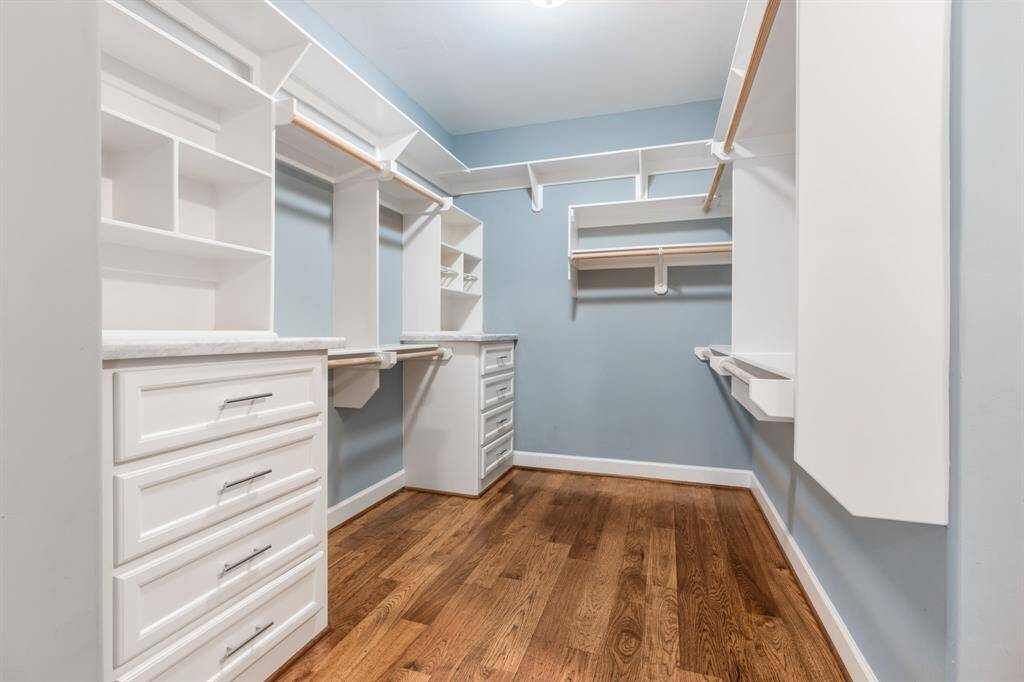 The custom walk in closet.