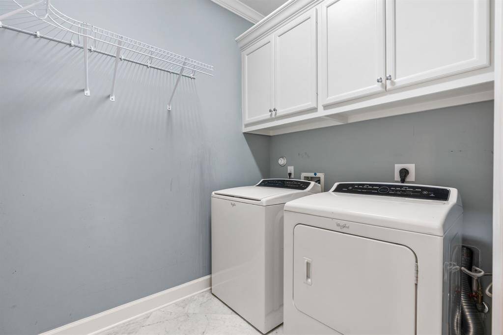 The utility room has extra storage.