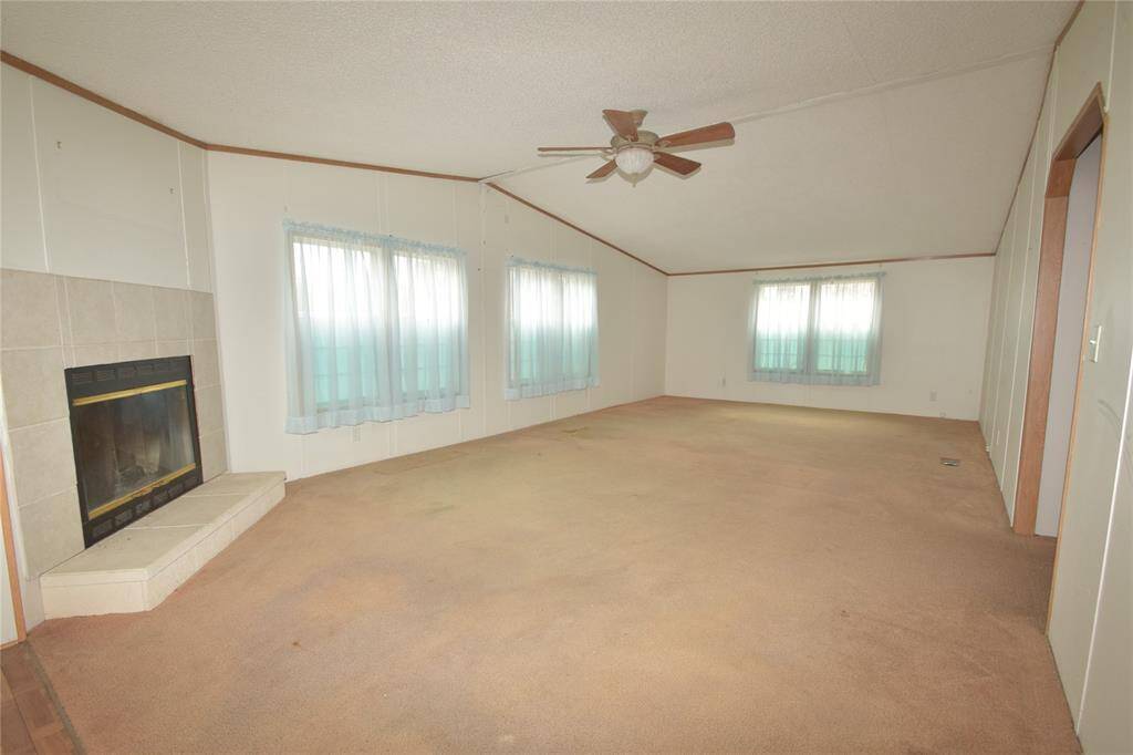 Extra large living area on one end of the home and another living area on the other side