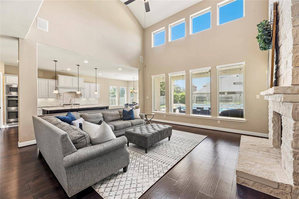 Alternate view of the family room. The open layout flows seamlessly into the kitchen.
