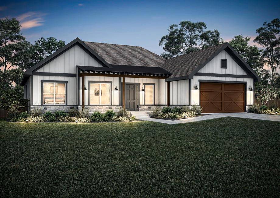 This 5 bedroom, 3 bathroom home has a beautiful, modern and craftsman style design with multiple windows to light up the front of the home.