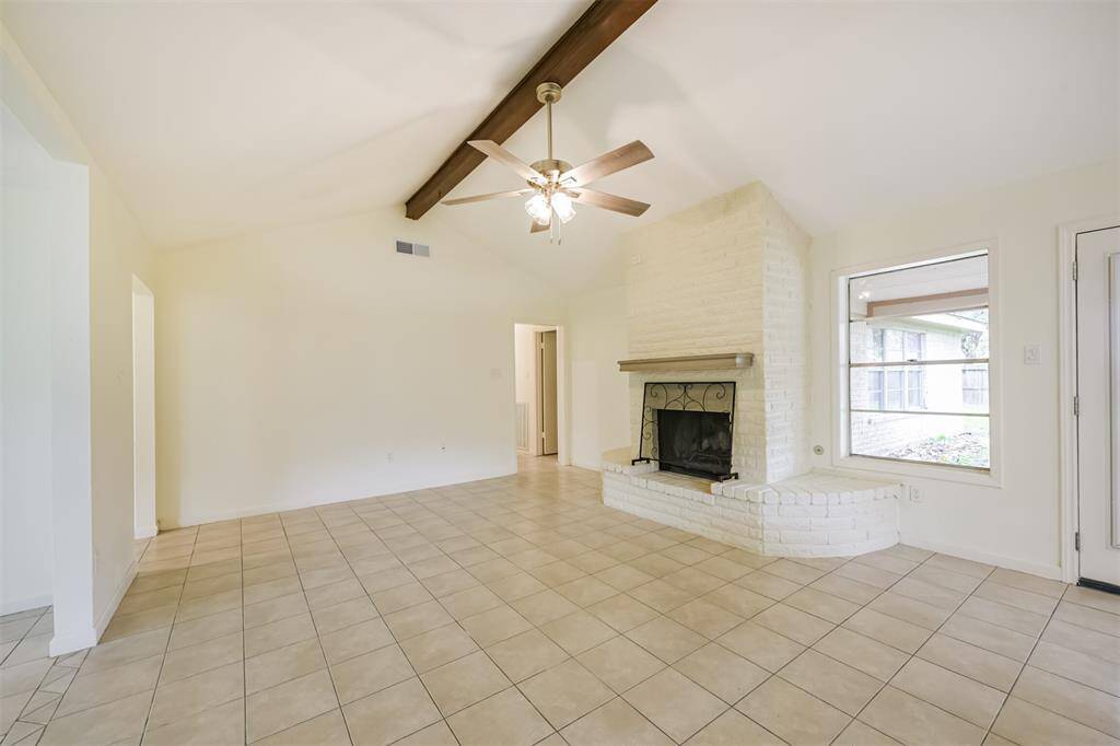 Beautiful brick fireplace.